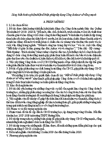 Sáng kiến kinh nghiệm Một số biện pháp xây dựng Công đoàn cơ sở vững mạnh tại Trường THPT Hướng Hóa