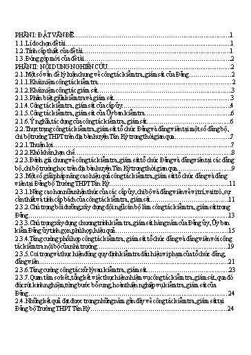 Sáng kiến kinh nghiệm Một số giải pháp nâng cao hiệu quả công tác kiểm tra, giám sát tại Đảng bộ Trường THPT Tân Kỳ