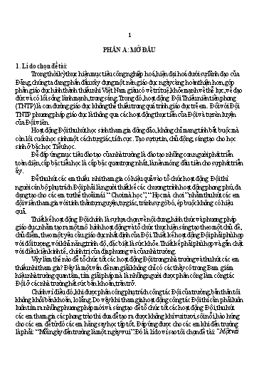 Sáng kiến kinh nghiệm Một vài biện pháp nâng cao chất lượng thu hút thiếu nhi tham gia các hoạt động Đội trong trường Tiểu học