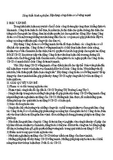 Sáng kiến kinh nghiệm Xây dựng công đoàn cơ sở vững mạnh tại Trường Tiểu Học Trường Long Tây 3