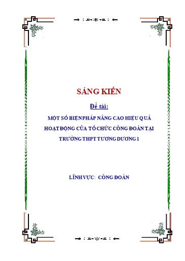 SKKN Một số biện pháp nâng cao hiệu quả hoạt động của tổ chức công đoàn tại Trường THPT Tương Dương 1