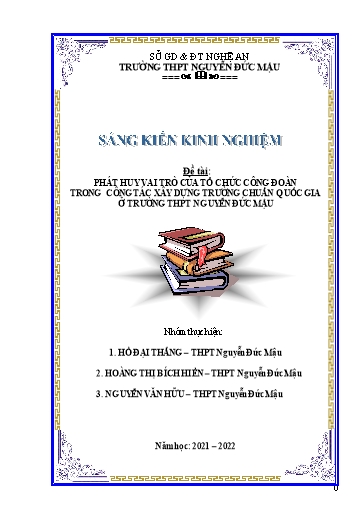 SKKN Phát huy vai trò của tổ chức công đoàn trong công tác xây dựng trường chuẩn quốc gia ở Trường THPT Nguyễn Đức Mậu