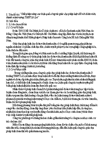 SKKN Giải pháp nâng cao hiệu quả công tác giáo dục pháp luật đối với đoàn viên, thanh niên Trường THPT Lê Lợi