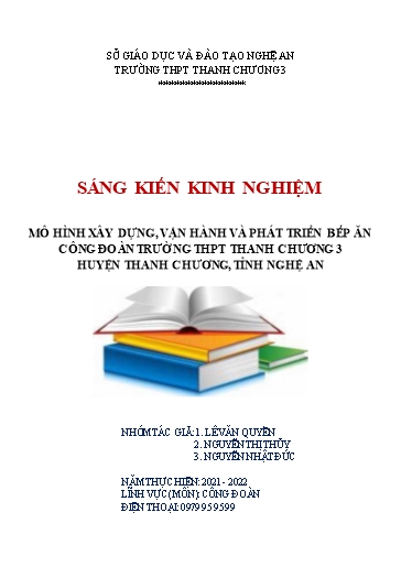 SKKN Mô hình xây dựng, vận hành và phát triển bếp ăn công đoàn Trường THPT Thanh Chương 3 huyện Thanh Chương, tỉnh Nghệ An