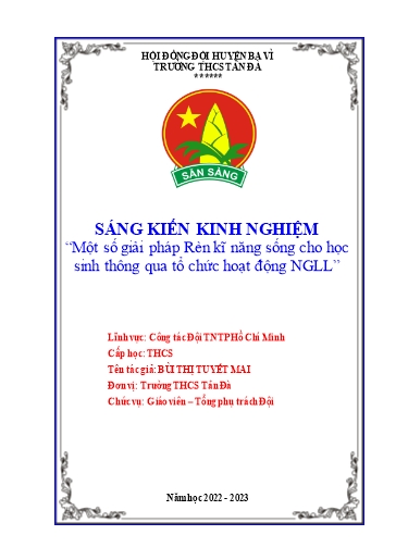 SKKN Một số giải pháp Rèn kĩ năng sống cho học sinh thông qua tổ chức hoạt động NGLL tại Trường THCS Tản Đà