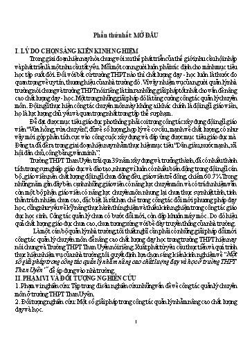 SKKN Một số giải pháp trong công tác quản lý nhằm nâng cao chất lượng dạy và học ở Trường THPT Than Uyên