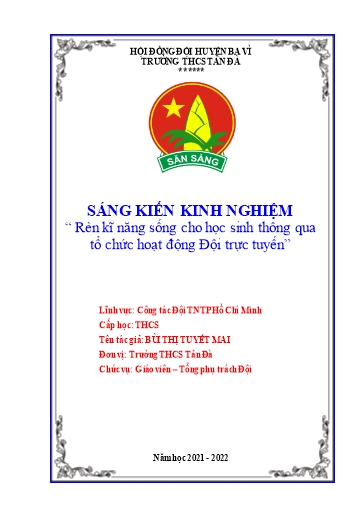 SKKN Rèn kĩ năng sống cho học sinh thông qua tổ chức hoạt động Đội trực tuyến tại Trường THCS Tản Đà